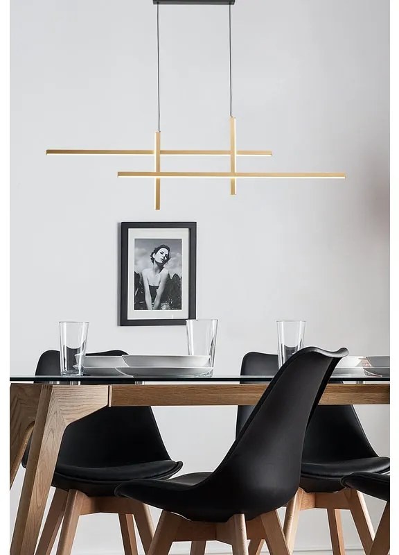 Lampadario LED glamour Trinidad nero, luce con 3 temperature di colore 1900 lumen, NOVECENTO