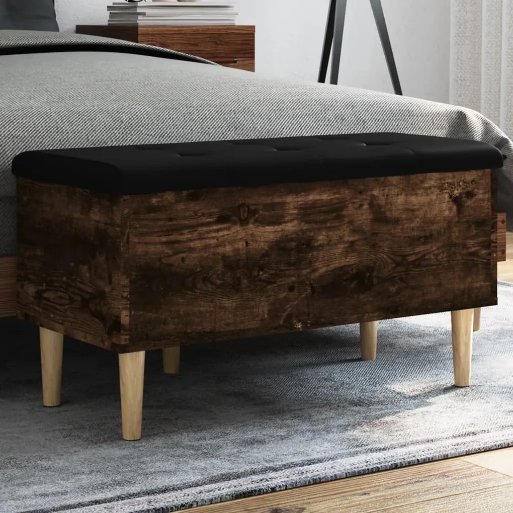 Panca Portaoggetti Rovere Fumo 82x42x46 Cm Legno Multistrato /