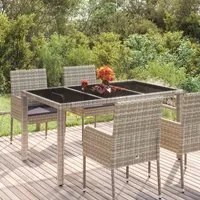 Tavolo da Giardino Piano in Vetro Grigio 150x90x75cm Polyrattan 319900