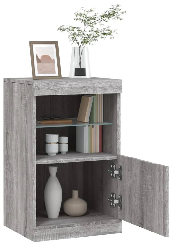 Credenza con luci led grigio sonoma 41x37x67 cm