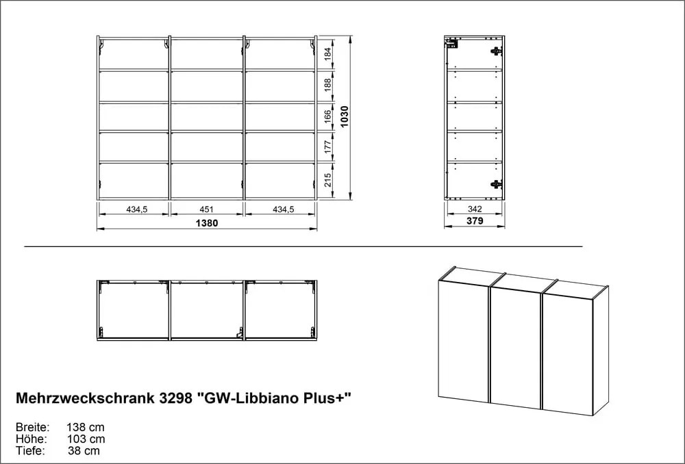 Mobile per ingresso color crema 138x103x38 cm Libbiano – Germania