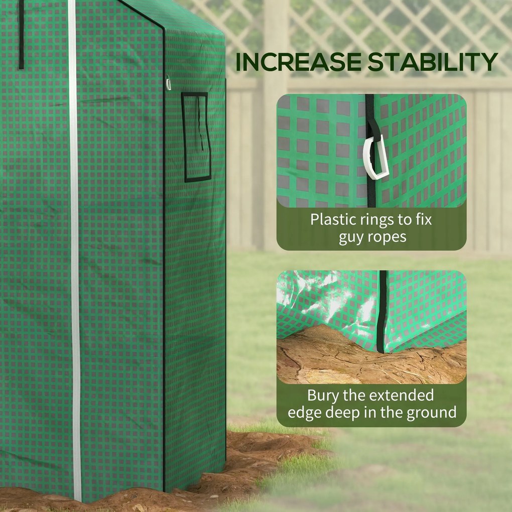 Copertura per Serra da Giardino con Porta a Cerniera e Finestre 140x73x190 cm in PE Verde...