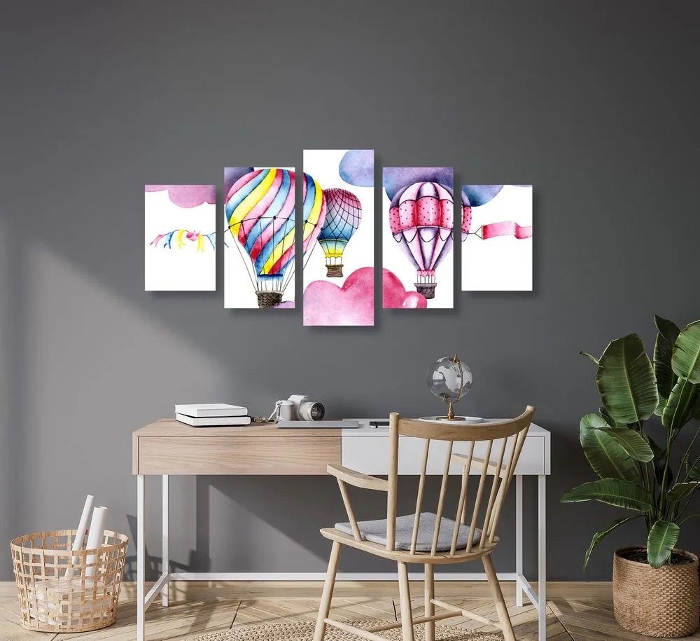 Quadri 5 pezzi – Palloncini nel vento