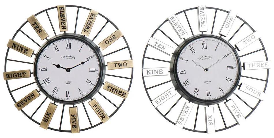 Orologio da Parete DKD Home Decor Vetro Argentato Dorato Ferro (40 x 6.4 x 40 cm) (2 pezzi)