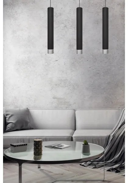 Lampadario LED a cavo TUBA 3xGU10/4,8W/230V nero/cromo lucido