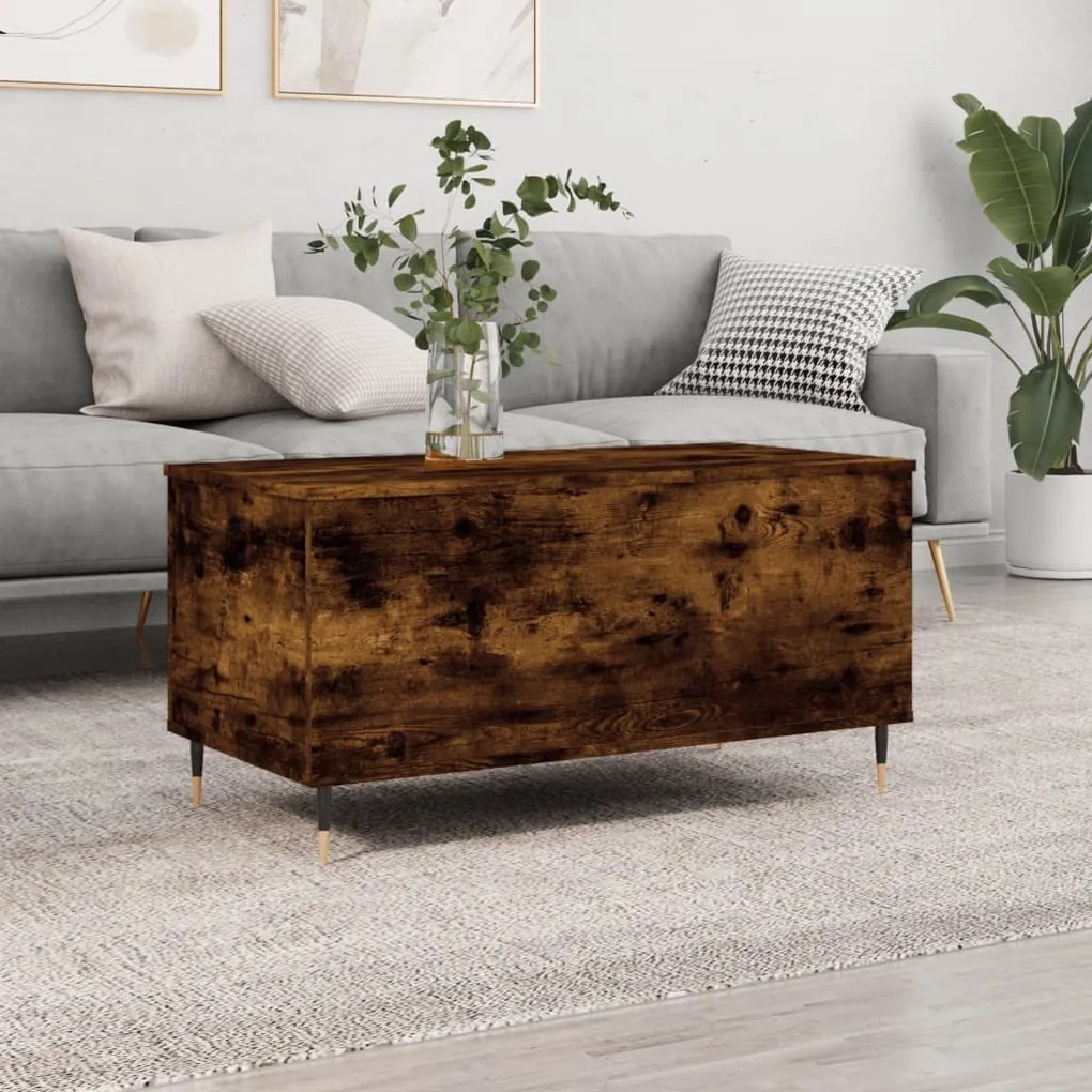 Tavolino Da Salotto Rovere Fumo 90x44,5x45 Cm Legno Multistrato /