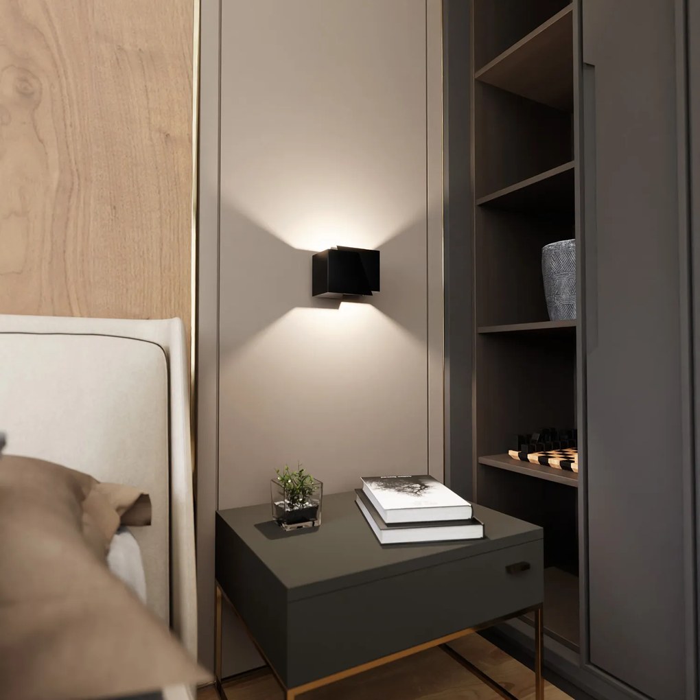 Applique Moderna 1 Luce Bjorn A Forma Geometrica In Acciaio Nero