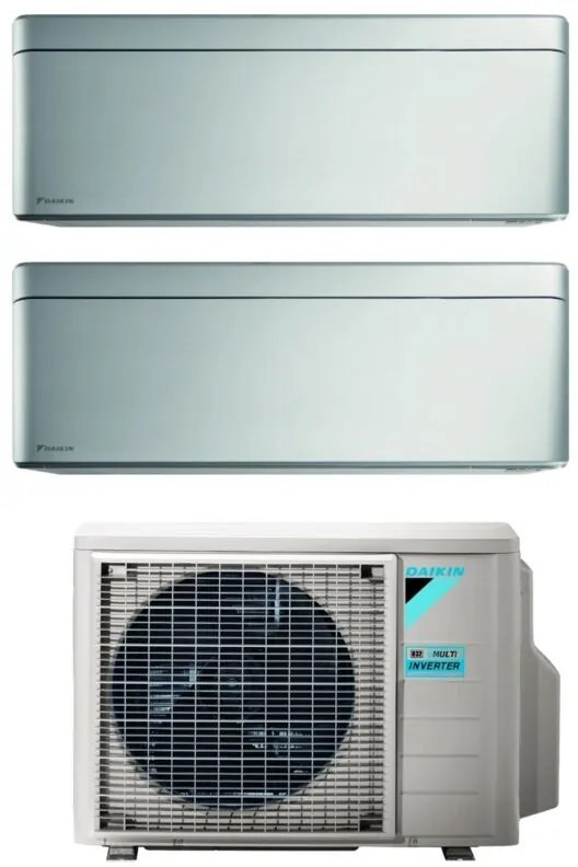 Climatizzatore Condizionatore Daikin Bluevolution Dual Split Inverter serie STYLISH TOTAL SILVER 7+15 con 2MXM68N R-32 Wi-Fi Integrato 7000+15000