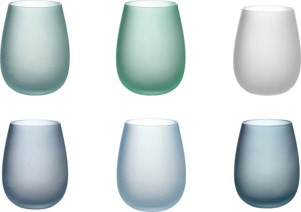 Set 6 Bicchieri Acqua Frosted in Vetro 500 ml VdE Tivoli 1996 Happy Hour...