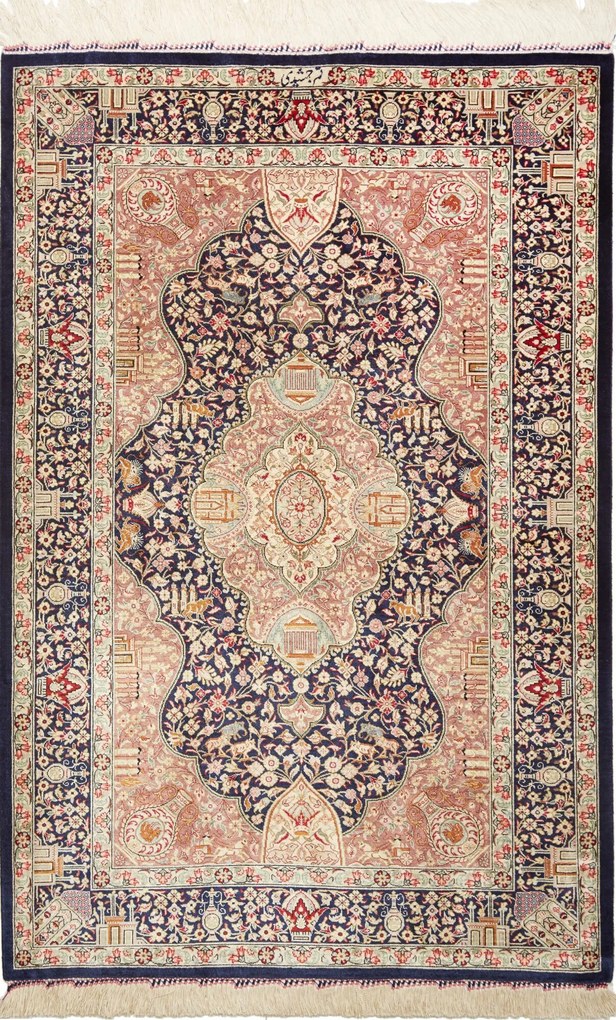Ghom Tappeto persiano 80x120 Blu (Iran) Annodato A Mano