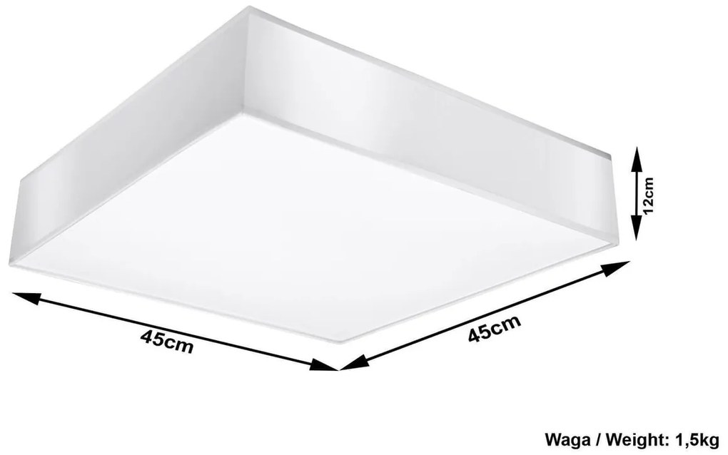 Plafoniera Quadrata da Soffitto in PVC 3xE27 HORUS 45 White da interno