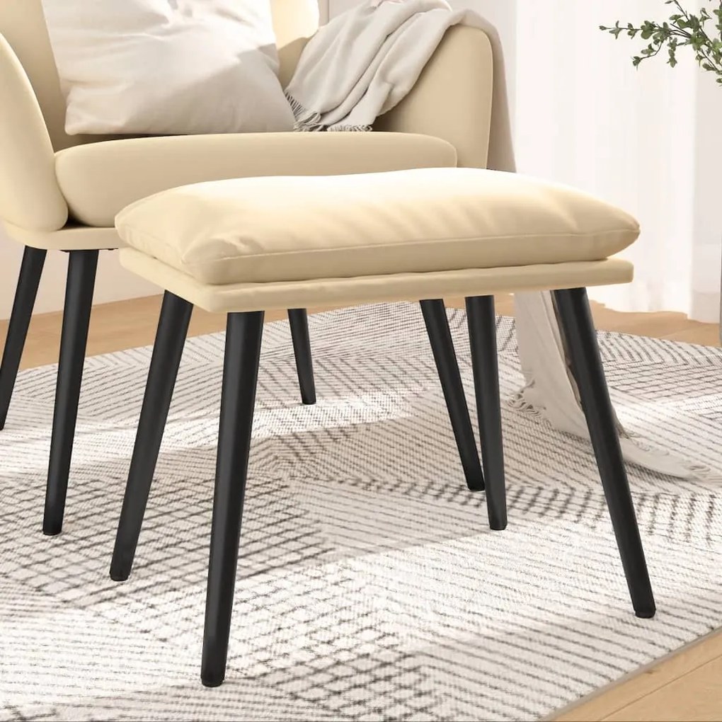 Poggiapiedi Bianco Crema 45x29,5x35 Cm İn Velluto /