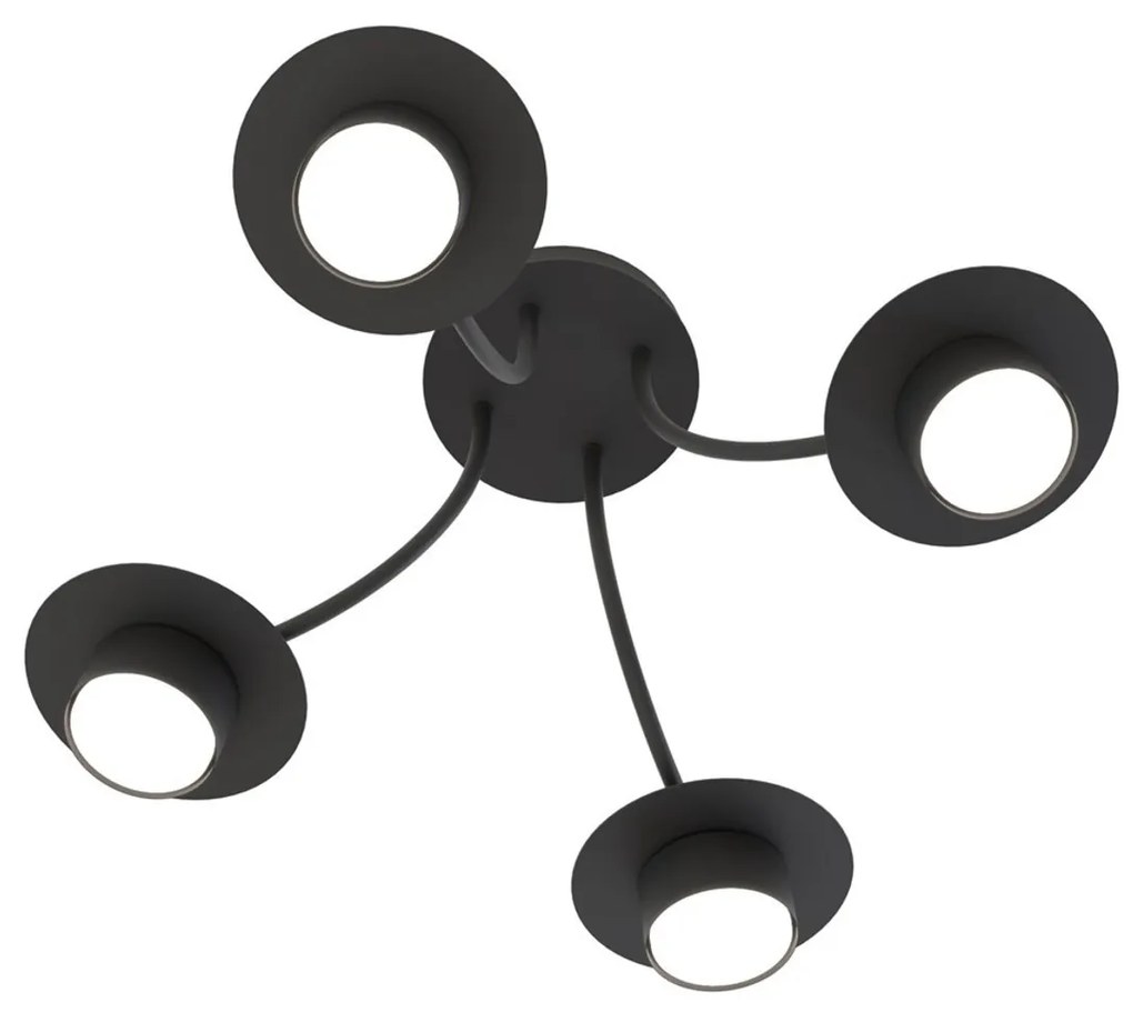 Lampada a soffitto in acciaio ENSO 4 nero da interno 4xGX53