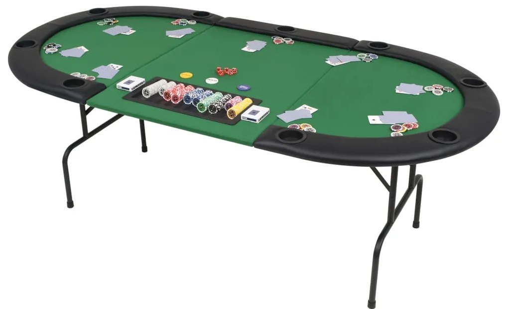 Tavolo da poker piegabile in 3 per 9 giocatori ottagonale verde