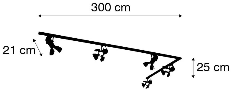 Sistema a binario intelligente nero 5 luci incl. Wifi GU10 - Movie
