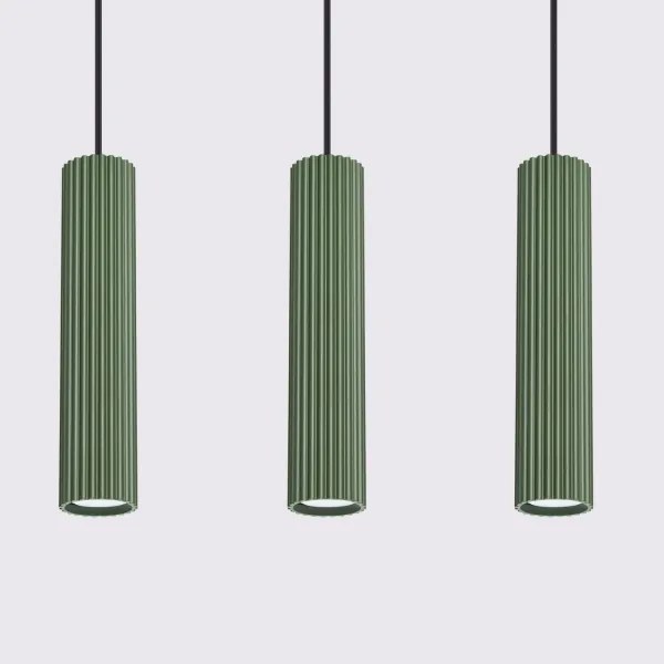 Sollux SL.1613 - Lampadario a sospensione con filo KARBON 3xGU10/10W/230V verde