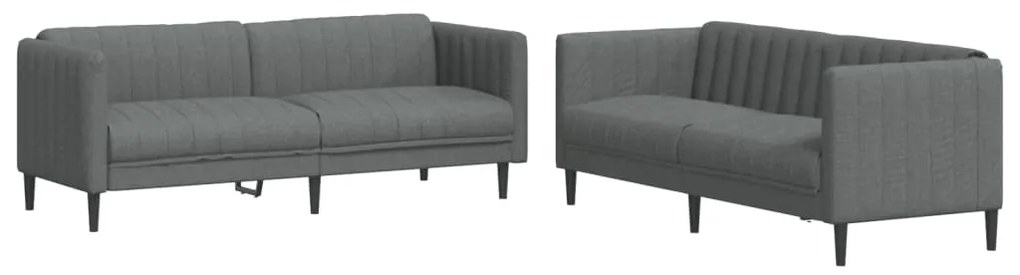 Set di divani 2 pz grigio scuro in tessuto