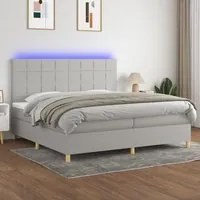 Letto a Molle Materasso e LED Grigio Chiaro 200x200 cm Tessuto 3135461