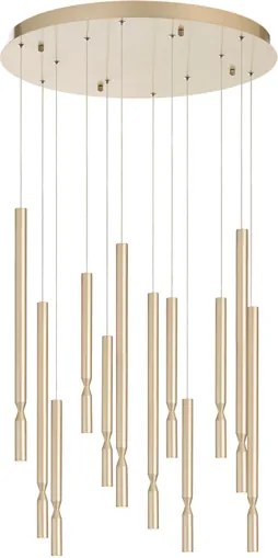 Lampada a sospensione LED a 12 Luci in metallo verniciato Oro 60 cm TUBIC