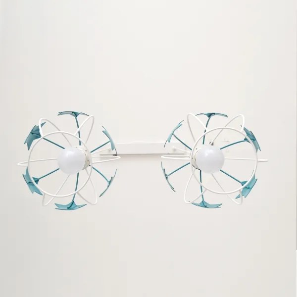 Lampadario a sospensione per bambini STARS 2xE27/15W/230V turchese/bianco