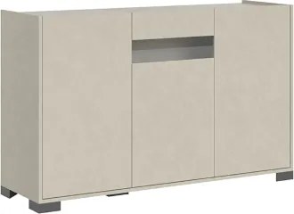 Madia in legno Grigio ROJAS a 3 ante con inserto in vetro Fumč 130 cm