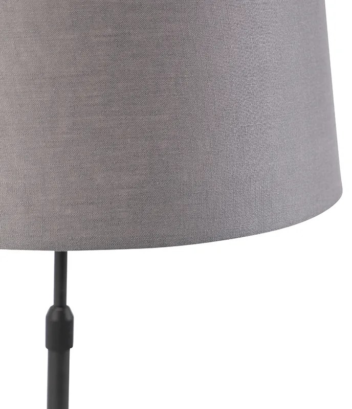 Lampada da tavolo nera con paralume in lino grigio 35 cm regolabile - Parte