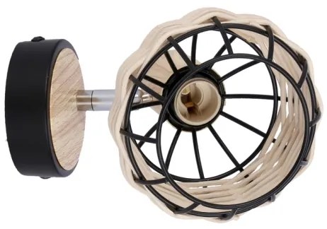 Faretto da parete TAJGA 1xE14/40W/230V rattan/nero