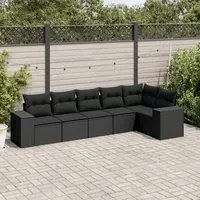 Set Divano da Giardino 6 pz con Cuscini Nero in Polyrattan 3254922