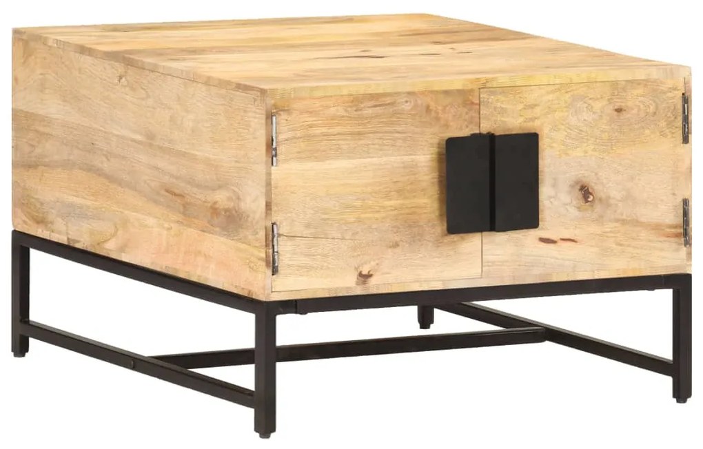 Tavolino Da Salotto 67x67x45 Cm İn Legno Massello Di Mango /