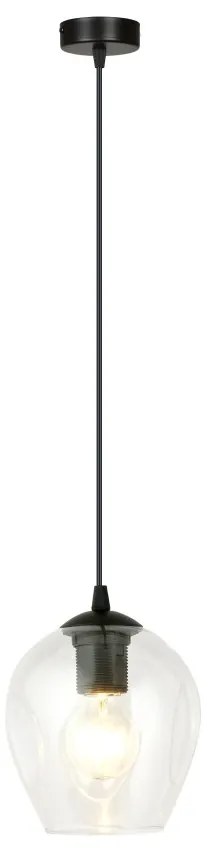 Lampadario a Sospensione in Acciaio e Vetro ISTAR Nero E27 Colore delle Sfere Trasparente