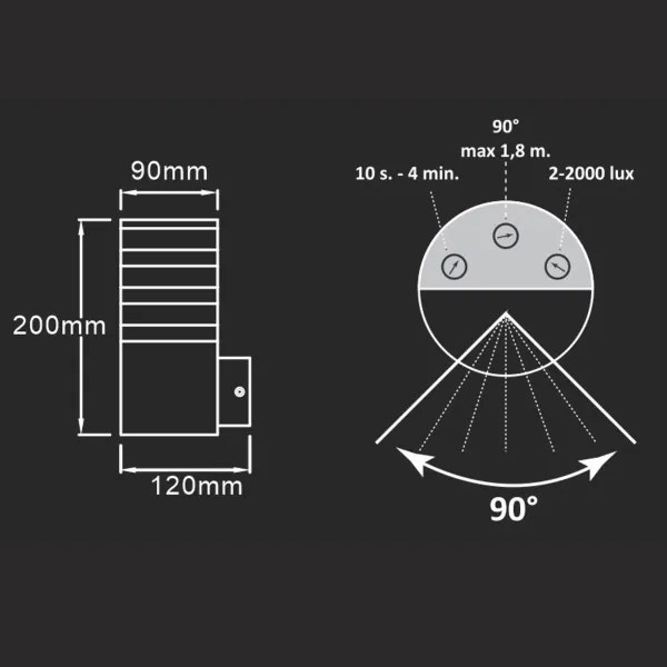 Applique da esterno con sensore TEKSAS 1xE27/12W/230V IP44 antracite