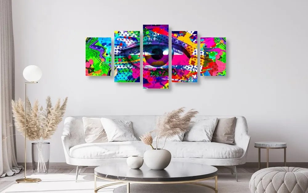Quadri 5 pezzi – Occhio umano in stile pop-art