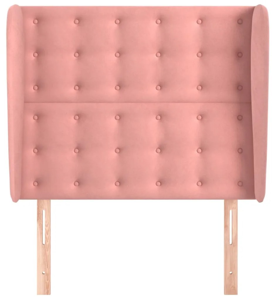 Testiera ad orecchio rosa 93x23x118/128 cm in velluto