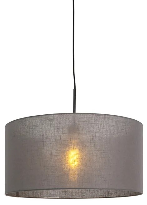 Lampada a sospensione nera paralume grigio 50 cm - COMBI 1