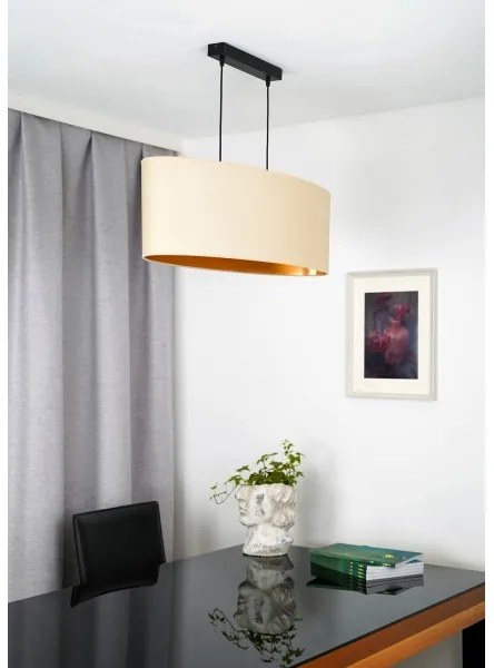 Duolla - Lampadario a sospensione con filo OVAL VEGAN 2xE27/15W/230V color crema