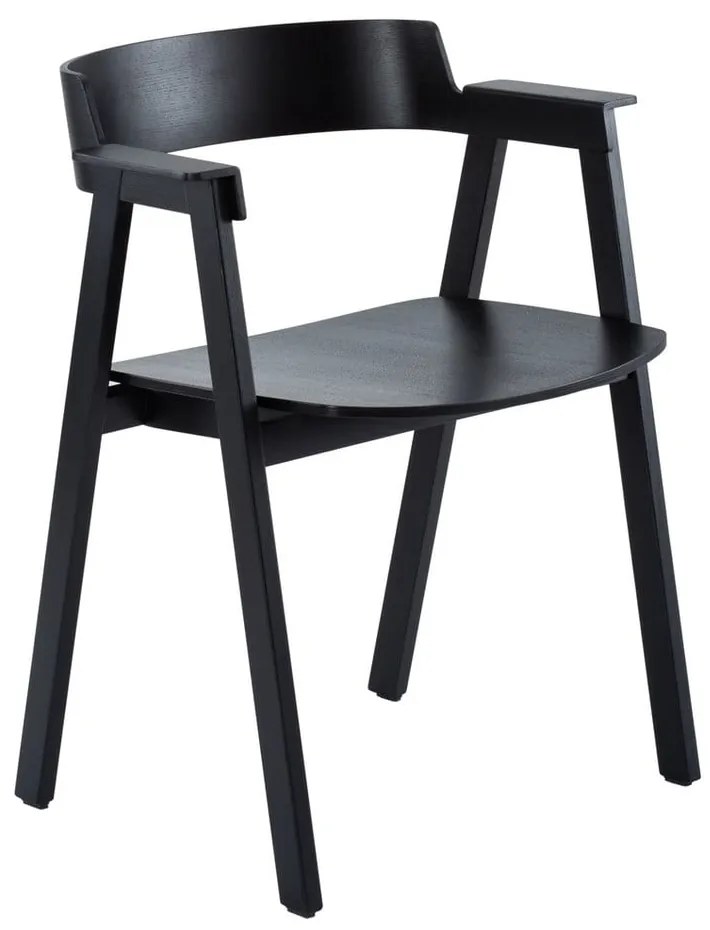 Sedia da pranzo nera in rovere massiccio con braccioli Flip – Gazzda