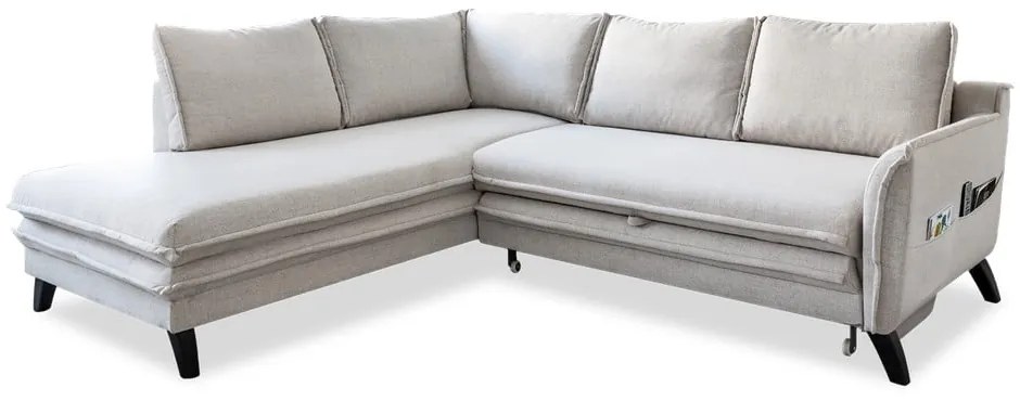 Divano letto angolare beige chiaro L, angolo sinistro Charming Charlie - Miuform