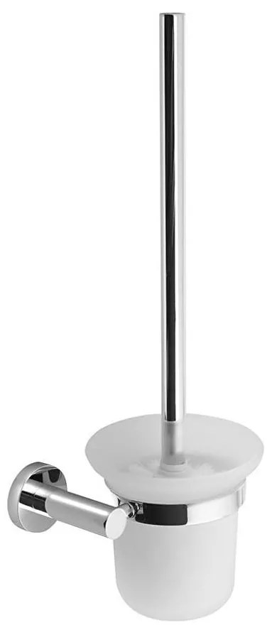 Sapho - Spazzola WC da parete X-ROUND vetro opalino/cromo lucido