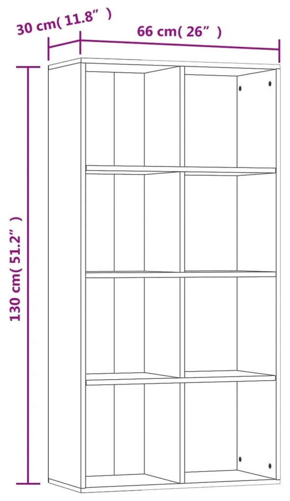 Libreria/Credenza Rovere Sonoma 66x30x130 cm Legno Multistrato