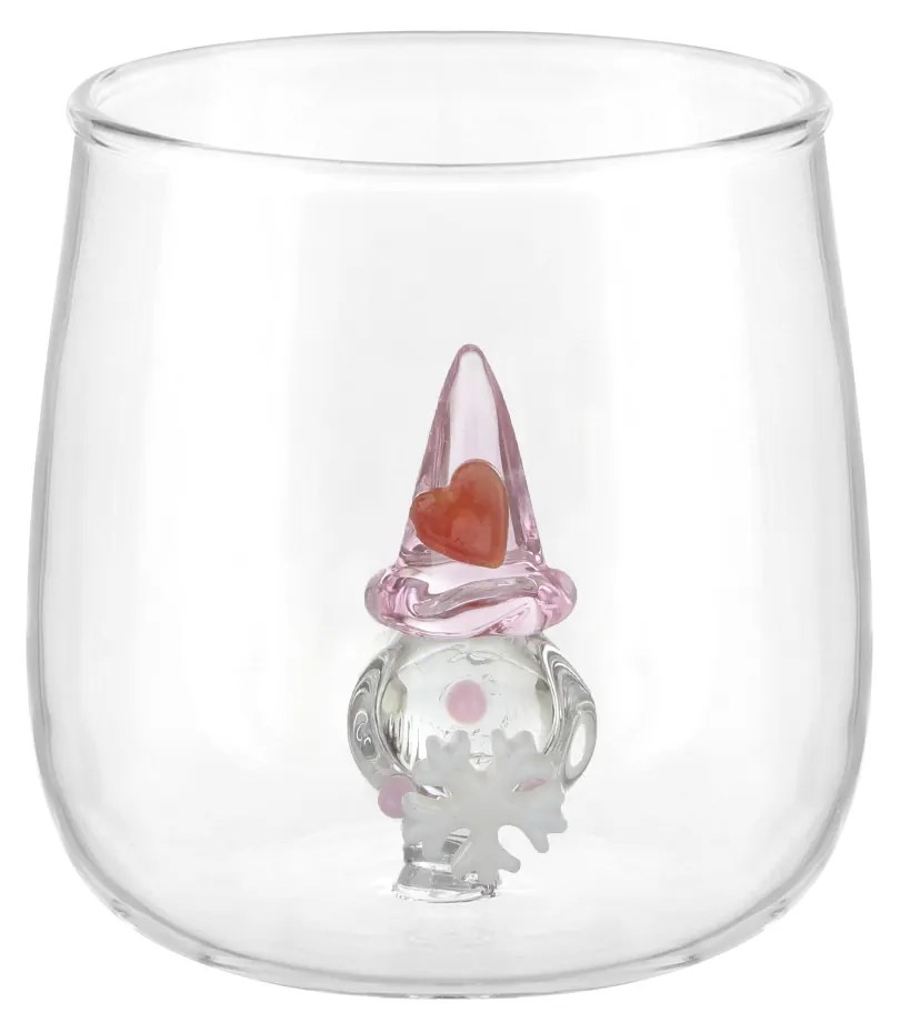 Bicchiere acqua gnomo rosso vetro borosilicato