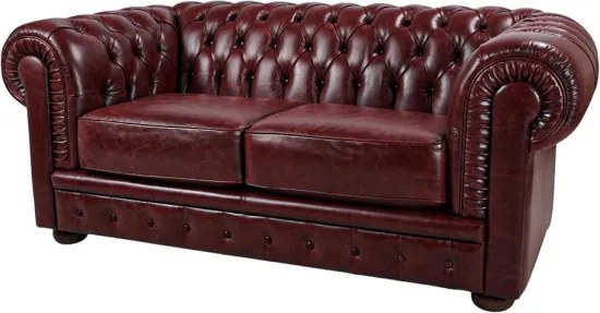 Divano 2 Posti Royal Chesterfield L175 cm in Pelle Vintage - Bordeaux