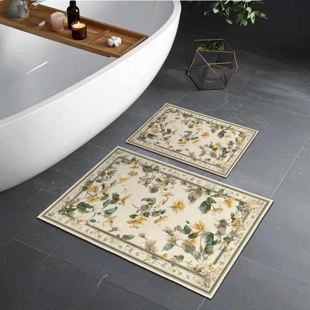 Set di tappetini per il bagno beige 2 pz 60x100 cm – Foutastic