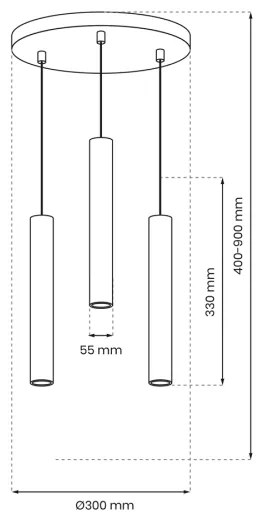 Lampadario a sospensione con filo HUDSON 3xGU10/8W/230V nero