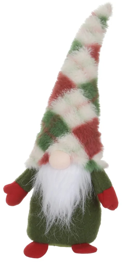 Gnomo Natale fermaporta 33 cm rombi rossi e verdi