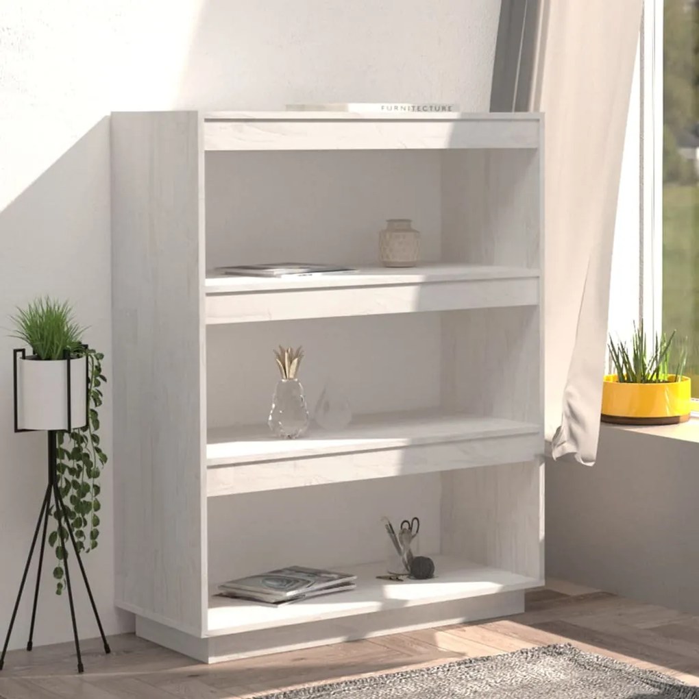 Libreria/divisorio bianco 80x35x103 cm legno massello di pino