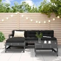 Set Salotto da Giardino 5 pz Grigio in Legno Massello di Pino 3186545