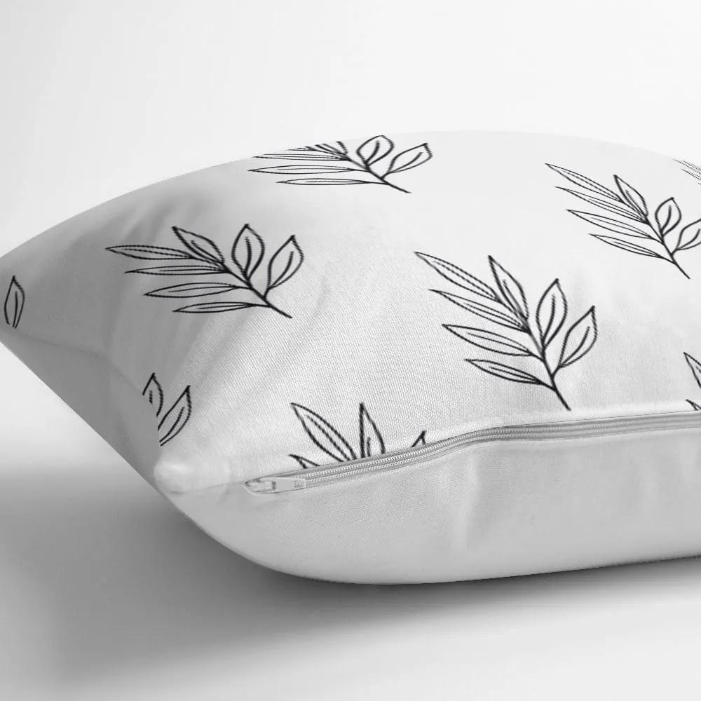 Federa in misto cotone Foglia bianca, 45 x 45 cm - Minimalist Cushion Covers