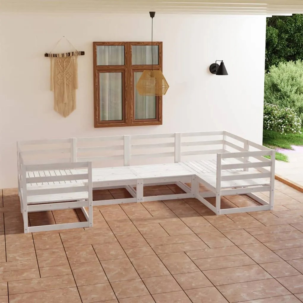 Set divani da giardino 6 pz in legno massello di pino