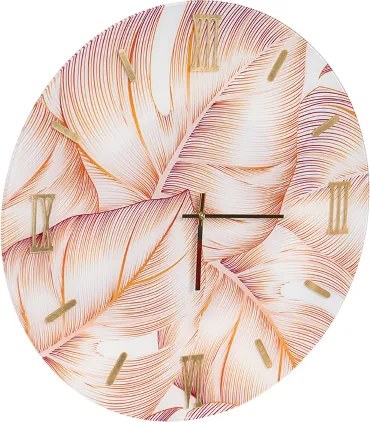Orologio rotondo in vetro temperato D65 cm con disegno floreale Viola - LIXI