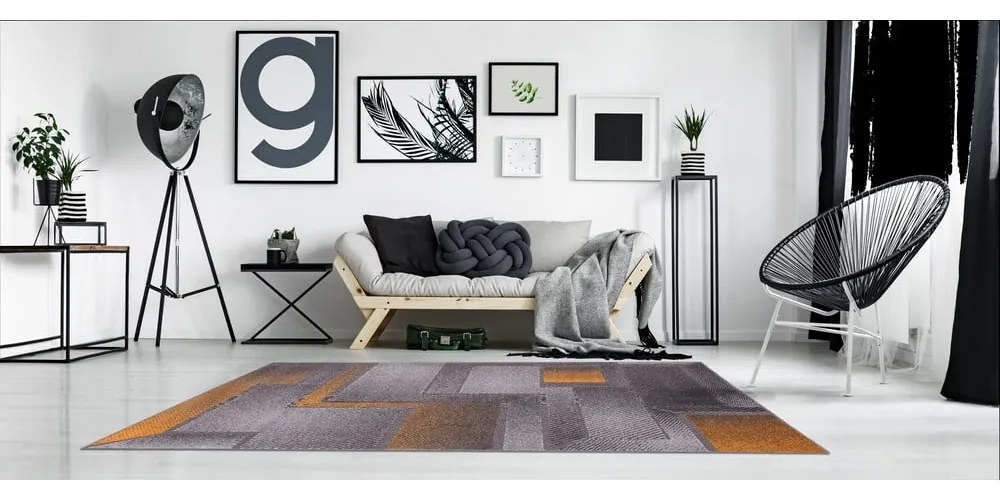 Tappeto giallo ocra e grigio 80x160 cm Meteo - FD